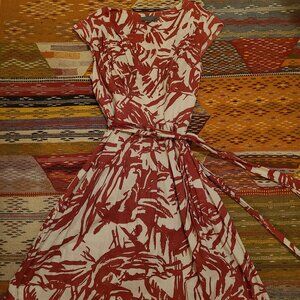 Cotton patterned dress with hand stitching